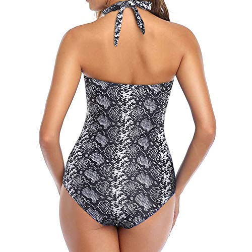 Berimaterry Traje de baño Bikini Estampado Bañador Mujer Blouson Tankini Traje de baño Cintura Alta de Bañador para Mujer Una Pieza Bañadores Mujer Reductores Halter con Espalda Vendaje