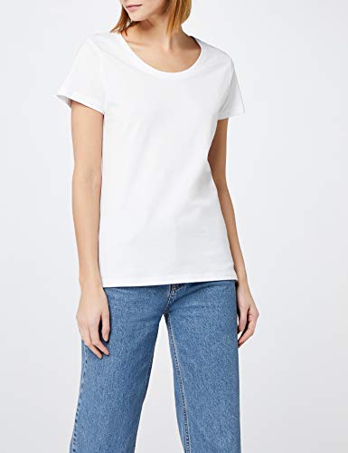 Berydale Camiseta de manga corta de mujer, con cuello redondo, pack de 3, Blanco, S