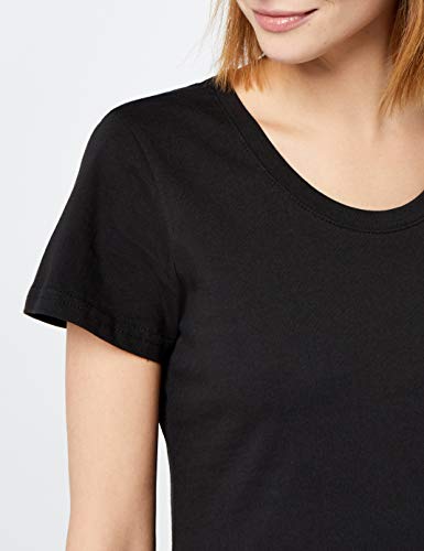 Berydale Camiseta de manga corta de mujer, con cuello redondo, pack de 3, Negro, L
