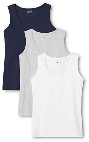 Berydale Camiseta sin mangas de mujer, pack de 3, Multicolor (Dunkelblau/grai/weiß), Medium