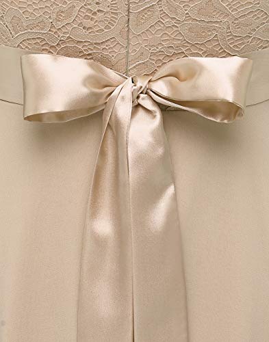 Berylove Mujer Vestido Corto de cóctel Top Falda de Encaje Columpio de Gasa para Boda de Bola BLP7005Champagne XL