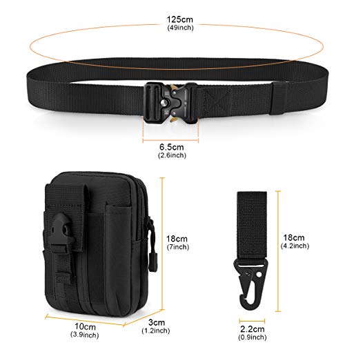 BESTKEE Cinturón táctico para hombres 1.5 pulgadas, estilo militar Cinturón con hebilla con cierre rápido de hebilla de metal, regalo con bolsa táctica Molle y gancho (Ejercito verde)
