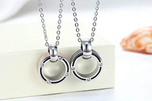 Beydodo Collares Pareja Acero Inoxidable Doble Anillos Circonita Blanca Collar Plata