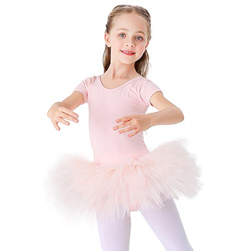Bezioner Maillot de Danza Tutú Vestido de Ballet Gimnasia Leotardo Algodón Body Clásico para Niña Rosa 110
