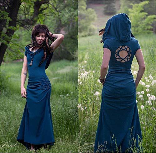 B/H Vestido Medieval Renacimiento Mujer Vintage,Vestido Medieval con Capucha Renacimiento Medieval de Halloween-Red_M,Medieval Vestido de Halloween