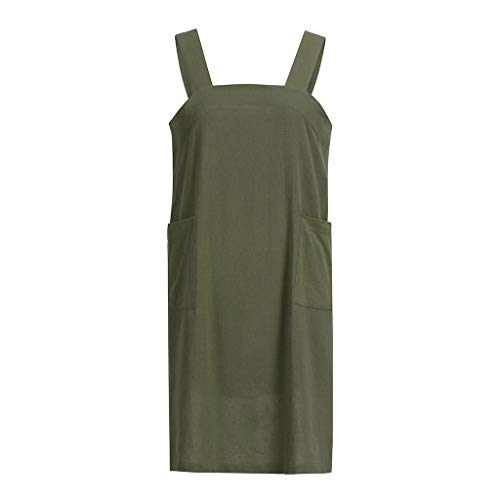 BHYDRY Mujeres algodón Lino Delantal Cuadrado Cruz Delantal jardín Trabajo Vestido de Delantal