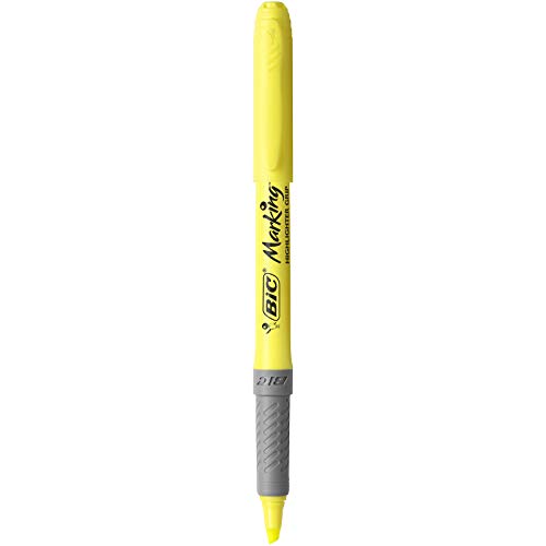 BIC Highlighter Grip Marcadores Punta Biselada - Colores Surtidos, Blíster de 3+1 - Subrayadores fluorescentes con tecnología antisecado