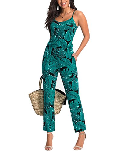 BienBien Monos Estampados Mujer Sexy Largos Jumpsuit Chic Mono sin Mangas de Floral Impresión Elegante Playsuit Anchos Boho Pantalones de Fiesta Bodysuit