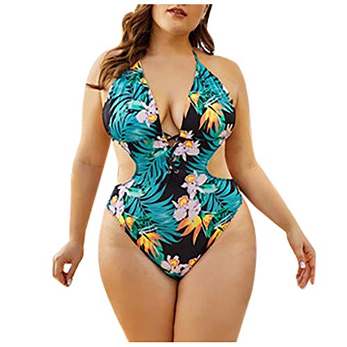Bikini Brasileña Talla Grande para Mujer,Verano Bragas Sexy Colores Ropa de Playa,Bañador Estampado Braguita Tanga Brasileño Push Up con Cintura Alta