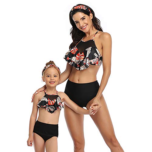Bikini Floral para Mujer y niña, Push up Biquinis Familia Madre e Hija bañador Traje de baño natación Verano Color 3 Niña:104