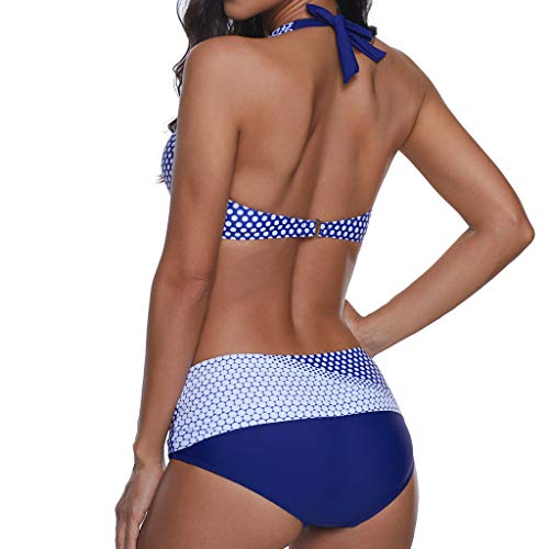 Bikinis Mujer 2019 Push up Sexy de Lunares de Playa Conjunto de Traje de BañO Estampado Bohemio BañAdores con Relleno Sujetador Tops y Braguitas Ropa de Playa vikinis riou (Azul, XL)