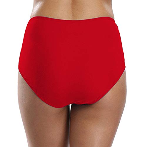 Bikinis Mujer 2019 SHOBDW Color Sólido Hueco Bañador Shorts Bikini Tanga Mujer Tankinis Mujer Tallas Grandes Pantalones Cortos Pantalones de Playa Bañadores de Mujer Sexy S-XXL(Rojo,XXL)