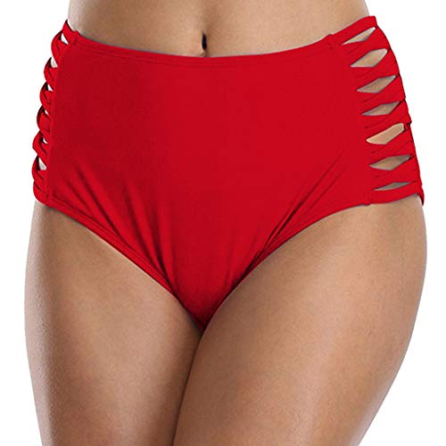Bikinis Mujer 2019 SHOBDW Color Sólido Hueco Bañador Shorts Bikini Tanga Mujer Tankinis Mujer Tallas Grandes Pantalones Cortos Pantalones de Playa Bañadores de Mujer Sexy S-XXL(Rojo,XXL)