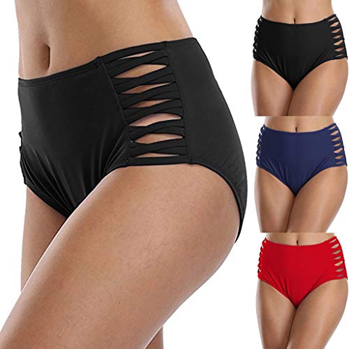 Bikinis Mujer 2019 SHOBDW Color Sólido Hueco Bañador Shorts Bikini Tanga Mujer Tankinis Mujer Tallas Grandes Pantalones Cortos Pantalones de Playa Bañadores de Mujer Sexy S-XXL(Rojo,XXL)