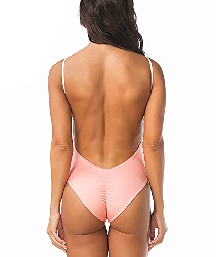 Bikinis Mujer Push Up Bañadores Enteros Mujer Reductores Bañador Natacion Mujer Bikini Disimular Barriga Playa Surf Trikini Swimwear Women Monokini Trajes de Baño para Mujer Swimsuit One Piece Rosa S