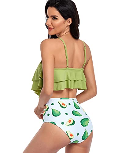 Bikinis Volantes Talle Alto Leopardo Mujer Push Up Bañadores Mujer Bañador Natacion Mujer Tankini Gordita Bikini Flores Bandeau Cintura Alta Talle Grande Swimwear Women Traje de Baño Mujer Palta S