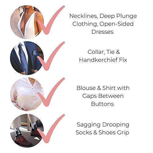 Bilbette Cinta adhesiva transparente de doble cara para mujer, resistente, súper ancha, para ropa de cuerpo, tiras adhesivas invisibles, resistentes, juego de 2, 3 cm