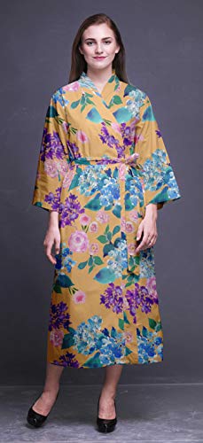 Bimba Naranja Palido Flor Hojas y Rosa Bata de baño Kimono Mujer Impresa Bata Kimono para niñas Batas Cruzadas Bata de baño para niñas XS