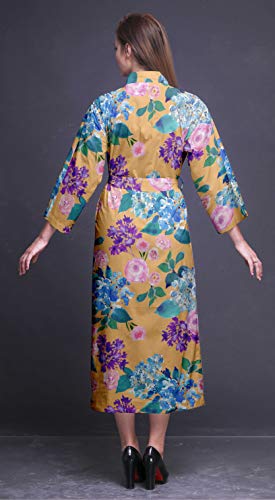 Bimba Naranja Palido Flor Hojas y Rosa Bata de baño Kimono Mujer Impresa Bata Kimono para niñas Batas Cruzadas Bata de baño para niñas XS