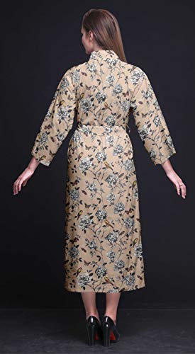Bimba Rosa Palido Floral Bird & Batas de Kimono Estampadas largas para Mujeres Batas de Dama de Honor Batas de baño de algodón X