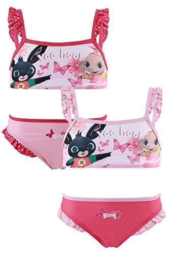 Bing Bunny - Niña – Bañador Slip Monokini – Bikini de 2 piezas – completo con volante para playa o piscina – Producto original 6124 Rosa 5 años