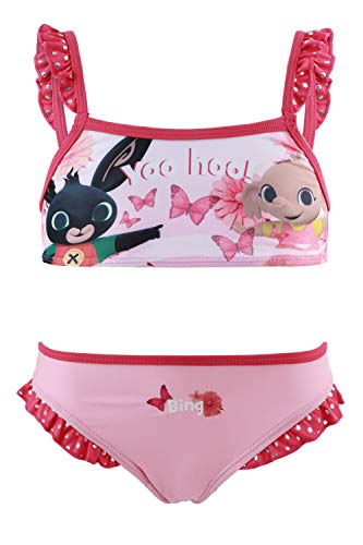 Bing Bunny - Niña – Bañador Slip Monokini – Bikini de 2 piezas – completo con volante para playa o piscina – Producto original 6124 Rosa 5 años