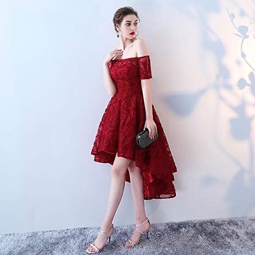 BINGQZ Vestido Fiesta Noche/Coctel/Casual Cuello de Barco con Manga Corta Vestidos de Baile Vintage Delantera Trasera Cola Larga Vestido de Noche con Banquete Alto y bajo en la Espalda Vestido de