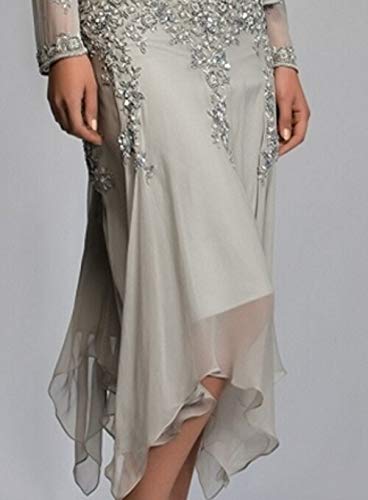 BINGQZ Vestido Fiesta Noche/Coctel/Casual Magníficos Vestidos de Gasa de Dos Piezas de Gasa de la Novia con Mangas largas Vestidos de Fiesta de Bodas a Mediados de Carf Vestidos de Noche