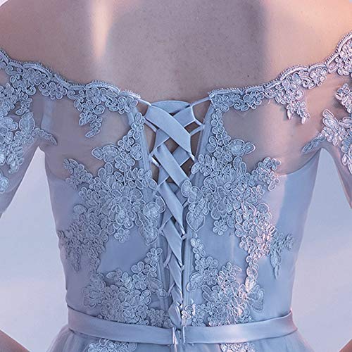 BINGQZ Vestido Fiesta Noche/Coctel/Casual Manga Corta de Encaje Vestidos de Baile Cuello Barco Vestido de Fiesta de Noche Elegante Talla Grande Vestido Formal Vestido de Festa