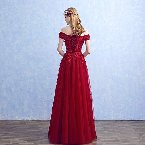 BINGQZ Vestido Fiesta Noche/Coctel/Casual Vestidos de Fiesta Largos para Mujeres Vestidos de Noche Elegantes Banca con Cuello Barco de Encaje Vestidos de Fiesta Formales