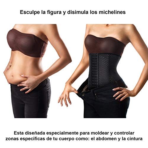 Bingrong Faja Corset Cintura Reductora Mujer Waist Trainer Corset Faja Cintura Entrenador Corset Faja Reductora Corsés para Mujer Adelgazante Cintura Reductora Transpirable (Negro, Medium)