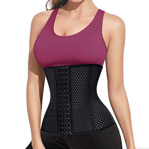 Bingrong Faja Corset Cintura Reductora Mujer Waist Trainer Corset Faja Cintura Entrenador Corset Faja Reductora Corsés para Mujer Adelgazante Cintura Reductora Transpirable (Negro, Medium)