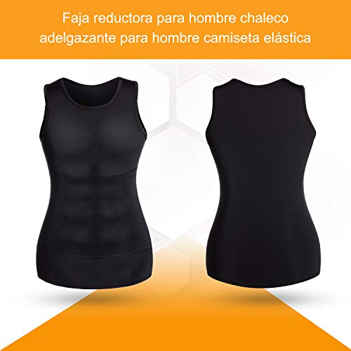Bingrong Faja Reductora para Hombre Chaleco para Hombre Camiseta elástica para Abdomen Ropa Interior Reductora (Negro, Large)