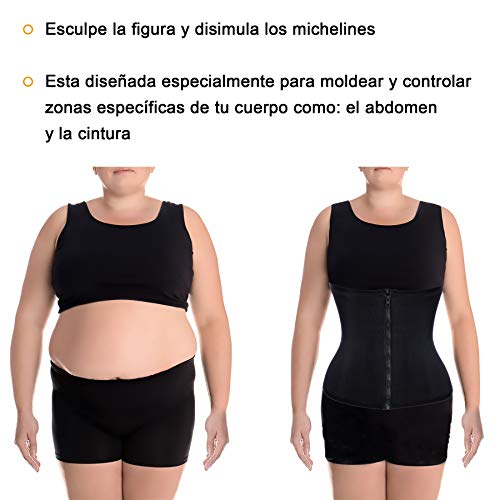 Bingrong Fitness Faja Cintura Entrenador de Cintura con Cremallera Faja Corset Fajas Reductoras Adelgazantes Mujer Waist Trainer Corset Faja Lumbar Moldeadora Bustier (Negro, X-Large)