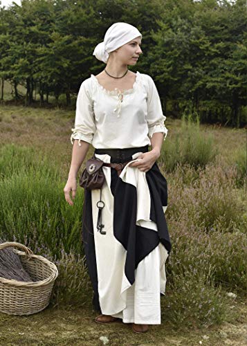 Birga - Blusa Medieval para Mujer - Manga 3/4 - Algodón - Natural - S