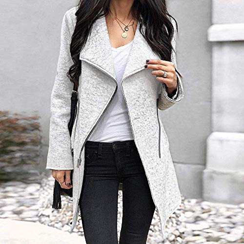 Black Friday Christmas Carnival Action Ladies Otoño Invierno Cómoda Vintage Moda Casual Mujeres Abrigo con Solapa Outwear Casual Tops Mangas Largas (Color : Grau, Size : L)