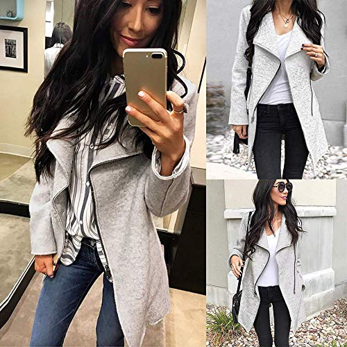 Black Friday Christmas Carnival Action Ladies Otoño Invierno Cómoda Vintage Moda Casual Mujeres Abrigo con Solapa Outwear Casual Tops Mangas Largas (Color : Grau, Size : L)