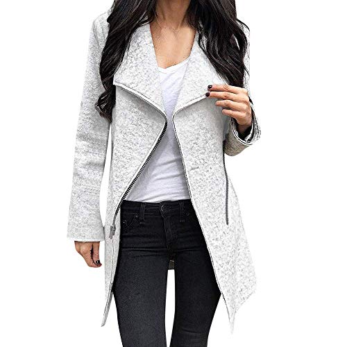 Black Friday Christmas Carnival Action Ladies Otoño Invierno Cómoda Vintage Moda Casual Mujeres Abrigo con Solapa Outwear Casual Tops Mangas Largas (Color : Grau, Size : L)