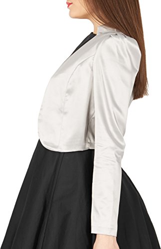 BlackButterfly Formal Satén Manga Larga Bolero Chaqueta (Plata, ES 44 - XL)