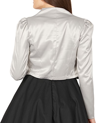 BlackButterfly Formal Satén Manga Larga Bolero Chaqueta (Plata, ES 44 - XL)