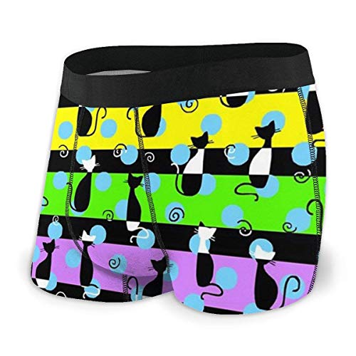 Blanco y Negro Cat Blue Dots Stretch Boxer Briefs Brief Underwear Flat-Angle Customized