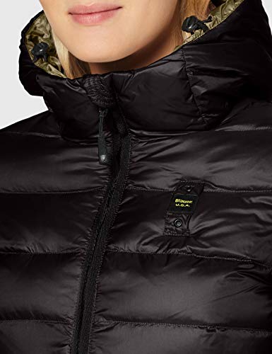 Blauer IMPERMEABILE/Trench LUNGHI Imbottito Piuma Chamarra de Plumas Alternativa, 999mt Nero INT. Verde Militare Chiaro, XS para Mujer