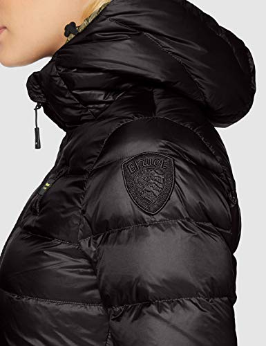 Blauer IMPERMEABILE/Trench LUNGHI Imbottito Piuma Chamarra de Plumas Alternativa, 999mt Nero INT. Verde Militare Chiaro, XS para Mujer