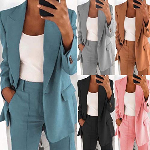 Blazers Mujer Casual SHOBDW Liquidación Venta Señoras de la Oficina Trajes Mujer Trabajo Solapa Chaqueta Mujer Slim Fit Cardigan Mujer Baratos Abrigo Mujer Largos Tallas Grandes(Verde,XXL)