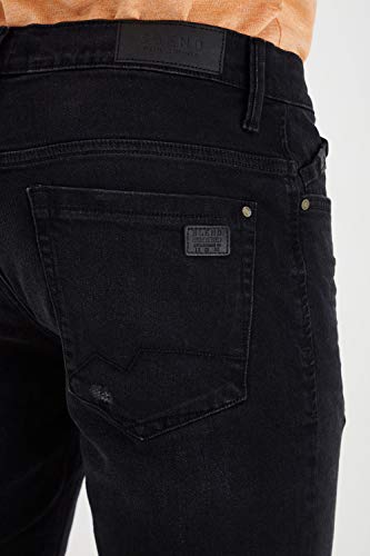 Blend Grilitsch Pantalón Corto Vaqueros para Hombre Elástico Slim-Fit, tamaño:M, Color:Denim Black (76204)
