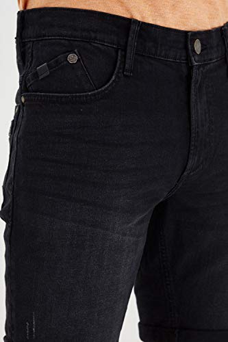 Blend Grilitsch Pantalón Corto Vaqueros para Hombre Elástico Slim-Fit, tamaño:M, Color:Denim Black (76204)
