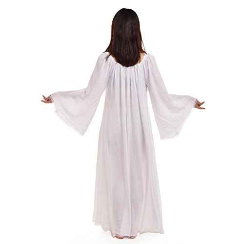 BLESSUME Vestido de Cosplay Vestido Medieval Mujer renacentista Mezcla de algodón (Blanco, S)