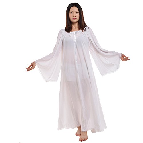 BLESSUME Vestido de Cosplay Vestido Medieval Mujer renacentista Mezcla de algodón (Blanco, S)