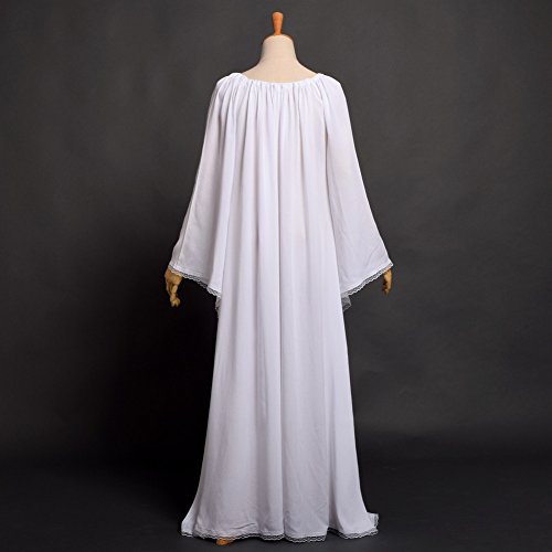 BLESSUME Vestido de Cosplay Vestido Medieval Mujer renacentista Mezcla de algodón (Blanco, S)