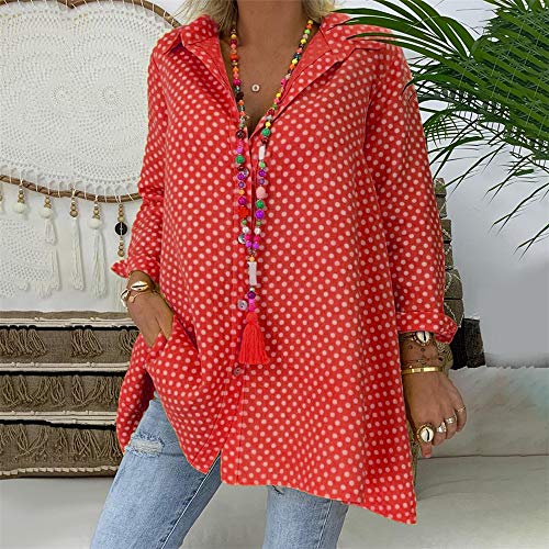 Blusa 2019 Casual Mujer Suelta Vintage Manga Larga Polka Dots Camisas Moda Mujer Suumer Tops Blusas con Cuello Superior Tallas Grandes